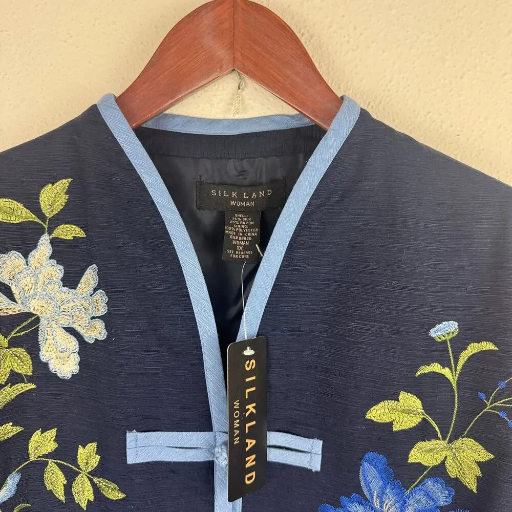 NWT Silk Land Embroidered Jacket